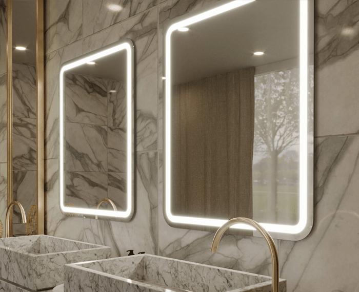 Custom built mirror for the bathroom